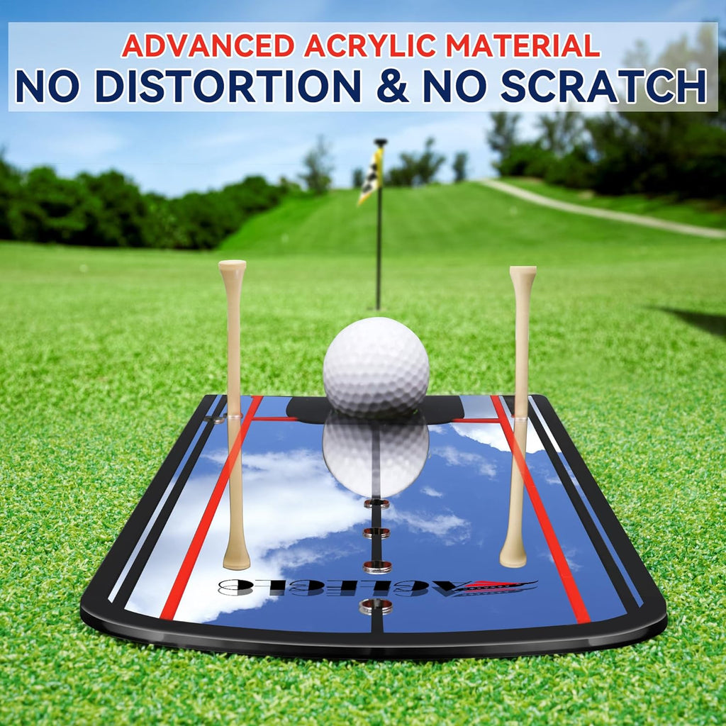 Golf Putting Mirror Training Aid - 12'L X 6'W Acrylic with Putter Line Mirrored, Putting Trainer for Golfer Align Eyes, Body, Putter Face, Golf Training Aid Equipment