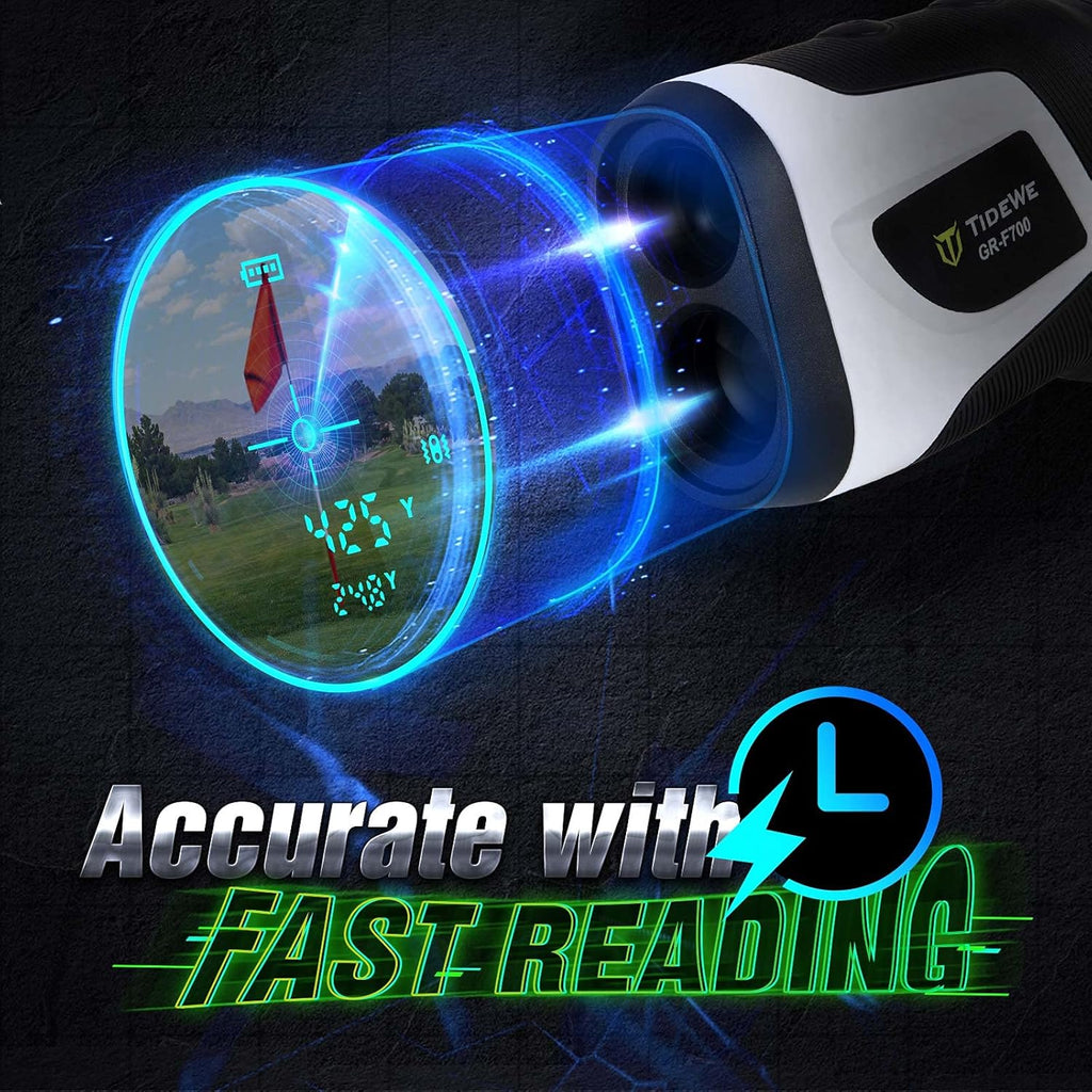 Golf Rangefinder with Slope, Golf Range Finder Magnetic Holder, 700/1000Y Flag Pole Locking Multi Functional Laser Rangefinder with Rechargeable Battery for Golfing & Hunting (White & Gray)