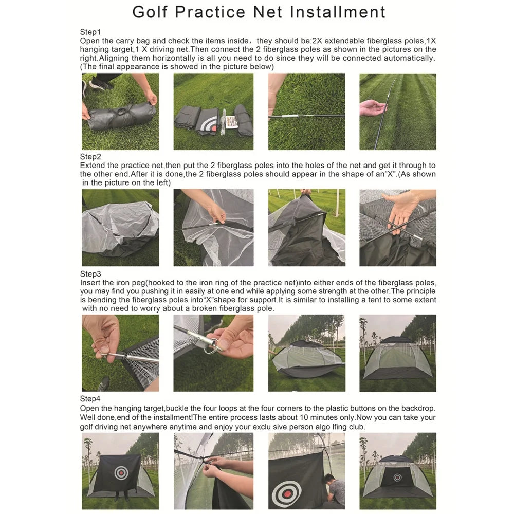 Golf Net, 9.8X7.8Ft Golf Practice Net with Golf Mat, All in 1 Home Golf Hitting Aid Nets for Backyard Driving Chipping Swing Training