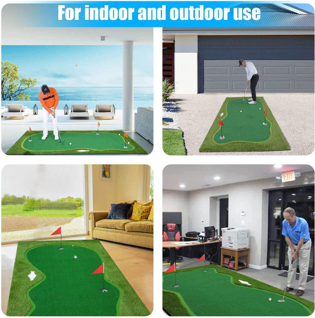 Golf Putting Green/Mat-Golf Training Mat- Professional Golf Practice Mat- Green Long Challenging Putter for Indoor/Outdoor