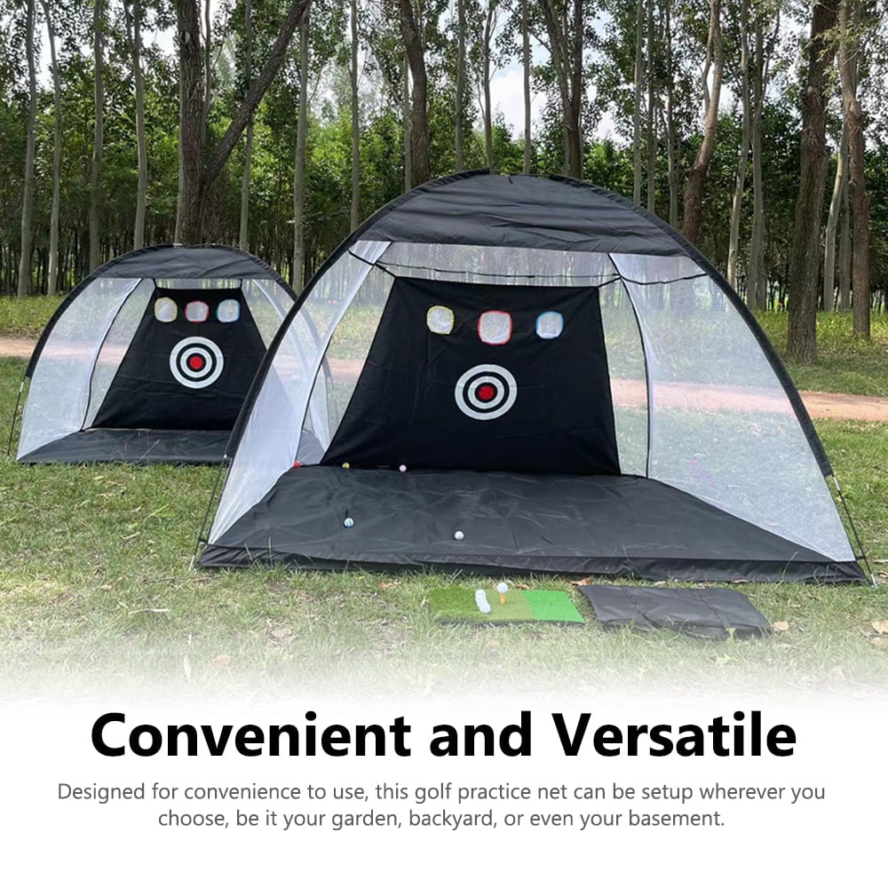 Golf Net, 9.8X7.8Ft Golf Practice Net with Golf Mat, All in 1 Home Golf Hitting Aid Nets for Backyard Driving Chipping Swing Training