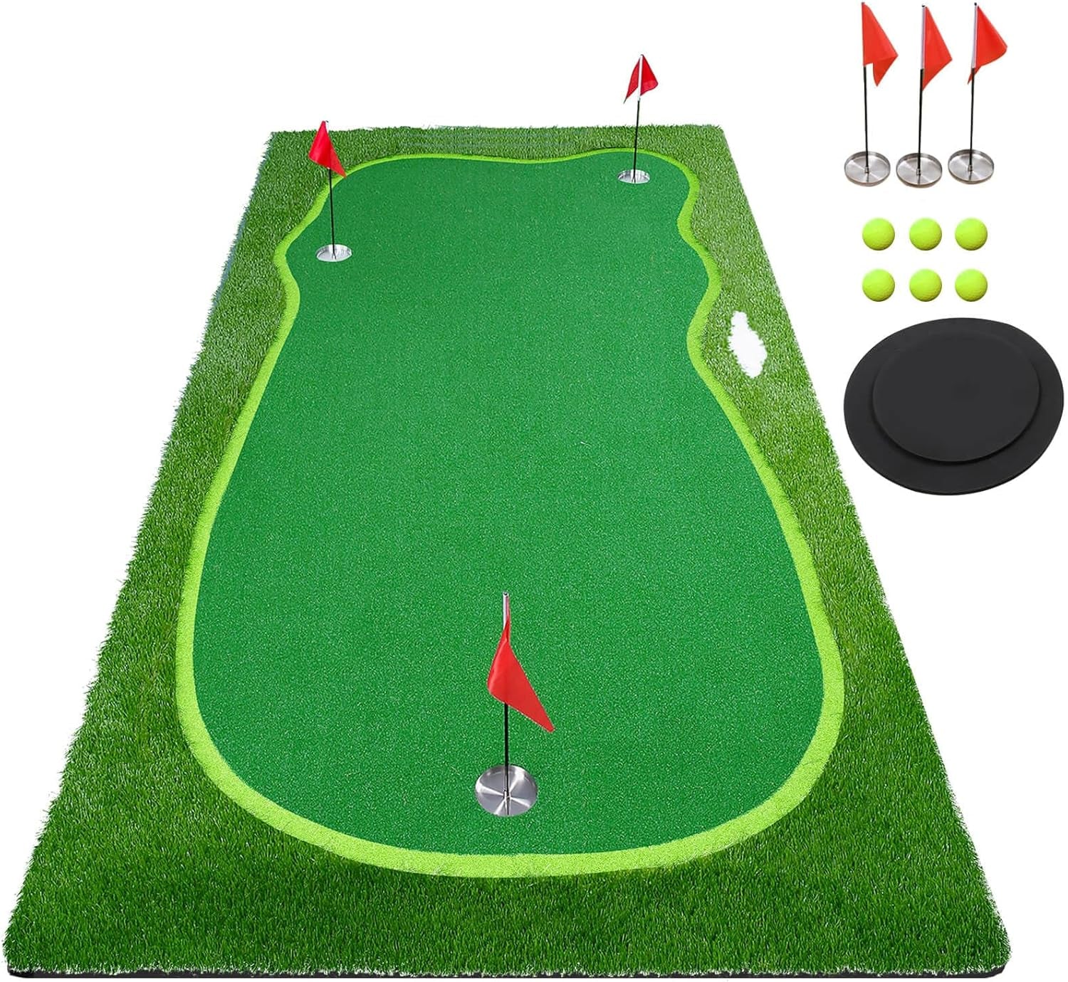Golf Putting Green/Mat-Golf Training Mat- Professional Golf Practice Mat- Green Long Challenging Putter for Indoor/Outdoor